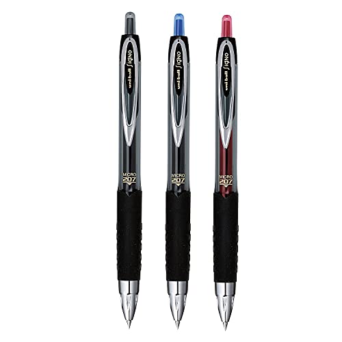 uni-ball 61257 Signo Gel 207 Roller Ball Retractable Gel Pen Red Ink Micro Fine Dozen