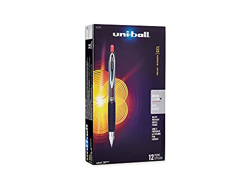 uni-ball 61257 Signo Gel 207 Roller Ball Retractable Gel Pen Red Ink Micro Fine Dozen