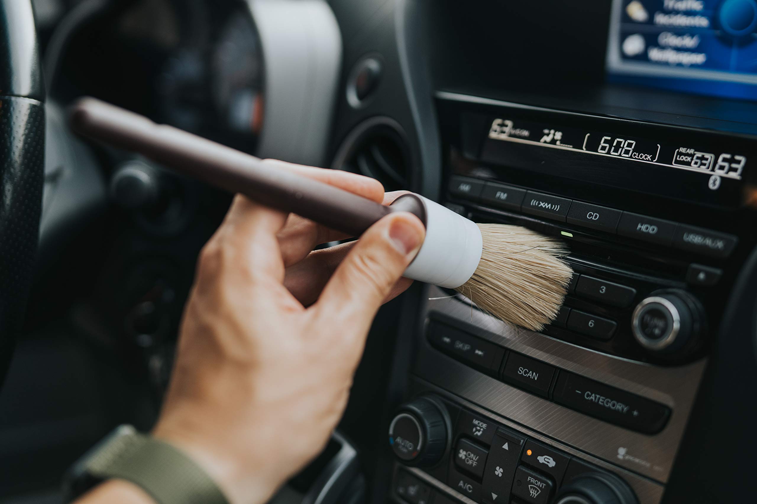 Detail Dudes Boars Hair Ultra Soft Car Detail Brushes - Set of 3 - Perfect for Washing Emblems Wheels Interior Upholstery Air Vents, NO Metal Brush Parts