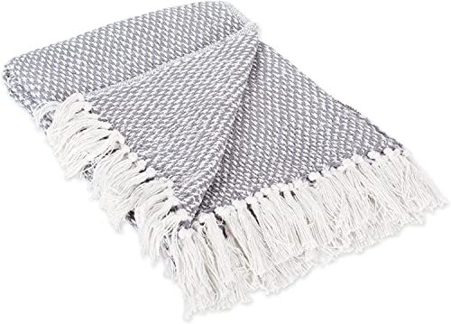 DII 100% Cotton Basket Weave Throw for Indoor/Outdoor Use Camping Bbq's Beaches Everyday Blanket, 50 x 60, Woven Stripe