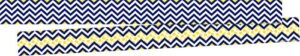 barker creek double-sided border 2-pack, navy & yellow chevron, decorate galore with 70' of border, coordinating designs printed on both sides for twice the value, 3" x 70' (3694)