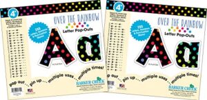 barker creek 4" letter pop-outs 2-pack, over the rainbow, jazz up your bulletin boards with these colorful letters, 510 upper and lowercase letters, numbers & punctuation marks, 4" (3636)