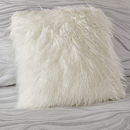 MADISON PARK SIGNATURE Hollywood Glam Cozy Comforter Set - All Season Bedding Combo Filled Insert and Removable Duvet Cover, Shams, Decorative Pillows, Metallic White Queen(92"x96") 9 Piece