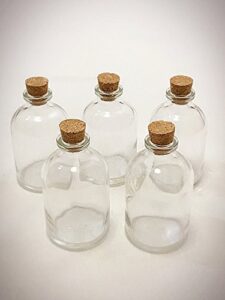 ben collection 3" decorative round glass bottle with cork top - set of 12 bottles (clear)