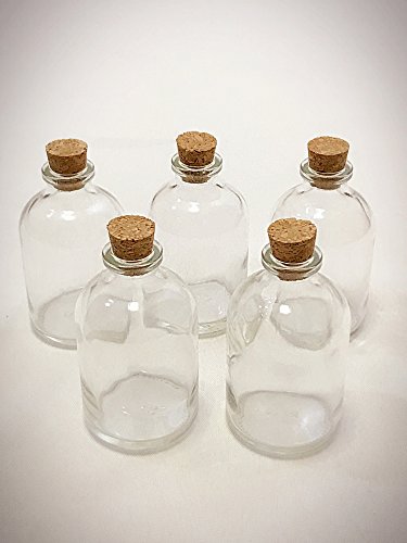 Ben Collection 3" Decorative Round Glass Bottle with Cork Top - Set of 12 Bottles (Clear)