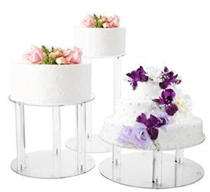 jusalpha 3 tier large acrylic glass round wedding cake stand, food display stand, cupcake stand, dessert display platter wcs02 (3 tier with base tier)