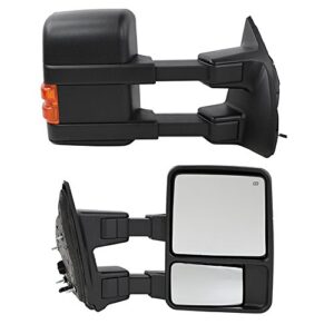 motoos towing mirrors replacement for 1999-2007 ford f250 f350 f450 f550 super duty 2002-2005 ford excursion power heated with signal light both driver and passenger side rear view tow mirrors