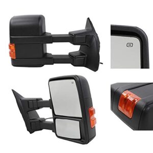 MOTOOS Towing Mirrors Replacement for 1999-2007 Ford F250 F350 F450 F550 Super Duty 2002-2005 Ford Excursion Power Heated with Signal Light Both Driver and Passenger Side Rear View Tow Mirrors