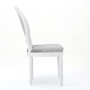 Christopher Knight Home Camille Traditional Velvet Dining Chairs, 2-Pcs Set, Horizon Grey / Gloss White