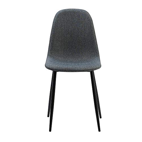 Versanora Minimalista Fabric Chair Seating with Black Finish for Kitchen Dining Living Room Reading Bedroom Office, Set of 2, 34 Inch Height, Dark Gray