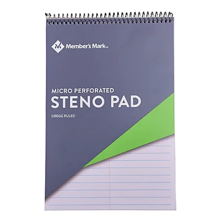 Members Mark Perforated Steno Pad, 6" x 9", White, 12pk.