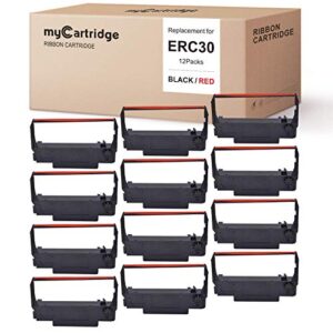 mycartridge erc30 erc30 erc-30 erc/30/34/38 b/r compatible ribbon cartridge for use in erc38 nk506 printer (black red, 12-pack) erc30