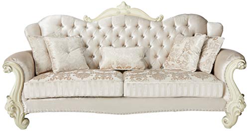 ACME Versailles Sofa w/5 Pillows - 52105 - Ivory Velvet & Bone White