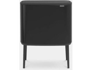 brabantia bo trash can - 1 x 9.5 gal inner bucket (matt black) waste/recycling garbage can, removable compartment