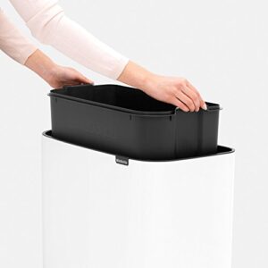 Brabantia Bo Trash Can - 1 x 9.5 Gal Inner Bucket (Platinum) Waste/Recycling Garbage Can, Removable Compartment + Free Bags