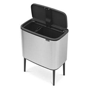 Brabantia 316227 Bo Touch Trash Can, with 2 Inner Buckets, 3 + 6 gallon/11 + 23 Litre Bo Trash Can, Matt Steel Fingerprint Proof, Box Touch Bin, with 2 Inner Buckets, 11 + 23 Litre