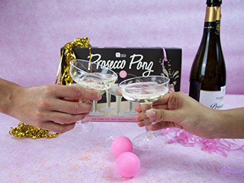 Talking Tables Prosecco Adult Drinking Includes Glasses & Ping Pong Balls | Games for Bachelorette Party, Girls Night, Birthday, Bridal Shower, NYE, Cham, 12 Glasses