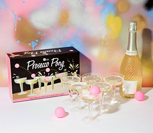 Talking Tables Prosecco Adult Drinking Includes Glasses & Ping Pong Balls | Games for Bachelorette Party, Girls Night, Birthday, Bridal Shower, NYE, Cham, 12 Glasses