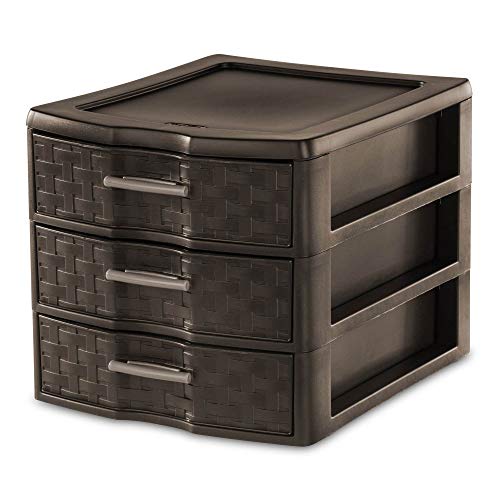 Sterilite Medium Weave Craft Office Supplies 3 Drawer Storage Organizer (4 Pack)