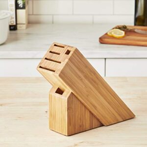 Kai PRO 6-Slot Slimline Knife Block, Made from Durable, Sustainable Bamboo, Easy to Clean Universal Knife Block, Knife Holder for Kitchen Counter