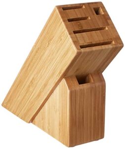 kai pro 6-slot slimline knife block, made from durable, sustainable bamboo, easy to clean universal knife block, knife holder for kitchen counter