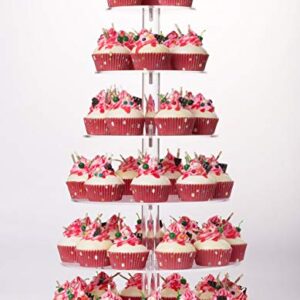 Cupcake Stand, 6 Tier Large Cupcake Tower Display, Round Cupcake Holder, Acrylic Dessert Stand, Pastry Display Tree for Party, Wedding, Baby Shower.