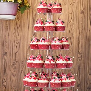 Cupcake Stand, 6 Tier Large Cupcake Tower Display, Round Cupcake Holder, Acrylic Dessert Stand, Pastry Display Tree for Party, Wedding, Baby Shower.