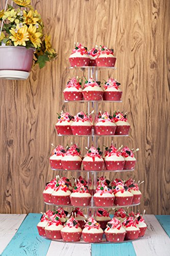 Cupcake Stand, 6 Tier Large Cupcake Tower Display, Round Cupcake Holder, Acrylic Dessert Stand, Pastry Display Tree for Party, Wedding, Baby Shower.