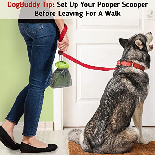 DogBuddy Portable Dog Poop Scooper, Sanitary Waste Pick Up, Heavy Duty Cleaner with Dispenser, Leash Clip and Pooper Scooper Bags Included (Medium, Kiwi)