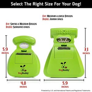 DogBuddy Portable Dog Poop Scooper, Sanitary Waste Pick Up, Heavy Duty Cleaner with Dispenser, Leash Clip and Pooper Scooper Bags Included (Medium, Kiwi)