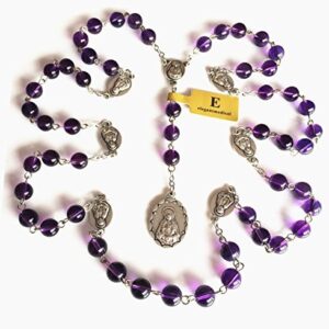 elegantmedical HANDMADE Valuable Amethyst Bead 7 SEVEN SORROWS MARY ROSARY BEADS CATHOLIC NECKLACE Box