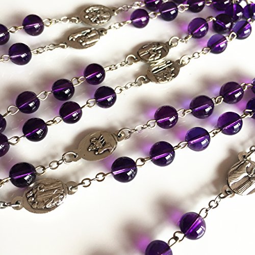 elegantmedical HANDMADE Valuable Amethyst Bead 7 SEVEN SORROWS MARY ROSARY BEADS CATHOLIC NECKLACE Box