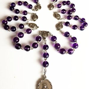 elegantmedical HANDMADE Valuable Amethyst Bead 7 SEVEN SORROWS MARY ROSARY BEADS CATHOLIC NECKLACE Box