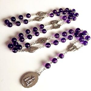 elegantmedical HANDMADE Valuable Amethyst Bead 7 SEVEN SORROWS MARY ROSARY BEADS CATHOLIC NECKLACE Box