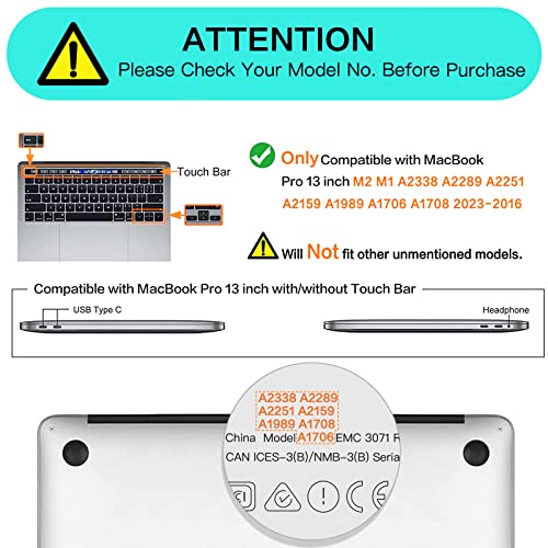 MOSISO Compatible with MacBook Pro 13 inch Case M2 2023, 2022, 2021-2016 A2338 M1 A2251 A2289 A2159 A1989 A1708 A1706, Plastic Hard Shell&Keyboard Cover&Screen Protector&Storage Bag, Crystal Clear