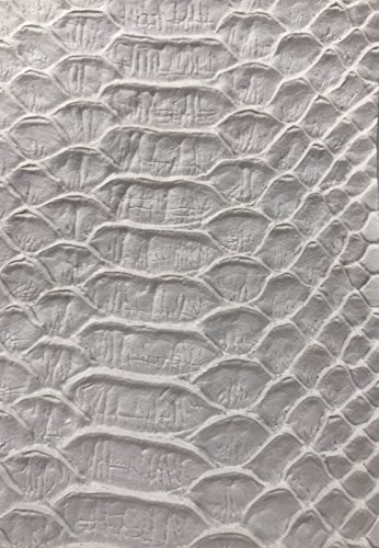 New Creations Fabric & Foam Inc, 54" Wide Faux Viper Snake Skin Vinyl-Faux Leather-3D Scales Fabric by The Yard, White