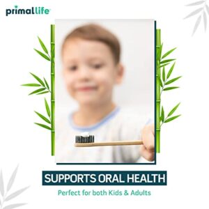 Primal Life Organics - Charcoal Toothbrush, Made with Charcoal & Bamboo, Biodegradable, BPA-Free, Perfect for Kids & Adults, Recyclable, Gently Massages Gums & Teeth, Zero Waste Toothbrush, (2-Pack)