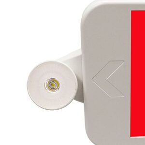 LFI Lights | Compact Combo Red Exit Sign with Emergency Lights | White Housing | All LED | Two Adjustable Round Heads | Hardwired with Battery Backup | UL Listed | (2 Pack) | COMBOJR-R