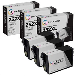 ld products replacements for epson 252xl black ink cartridge (3-pack) high yield for use in workforce printers wf-3620, wf-2640, wf-7110, wf-7610, wf-7620