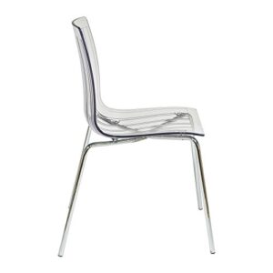 LeisureMod Ralph Mid-Century Dining Chair with Chrome Base in Clear