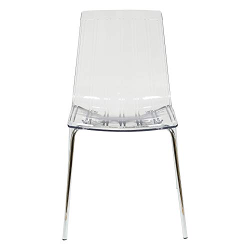 LeisureMod Ralph Mid-Century Dining Chair with Chrome Base in Clear