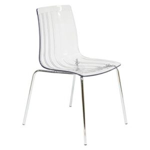 LeisureMod Ralph Mid-Century Dining Chair with Chrome Base in Clear