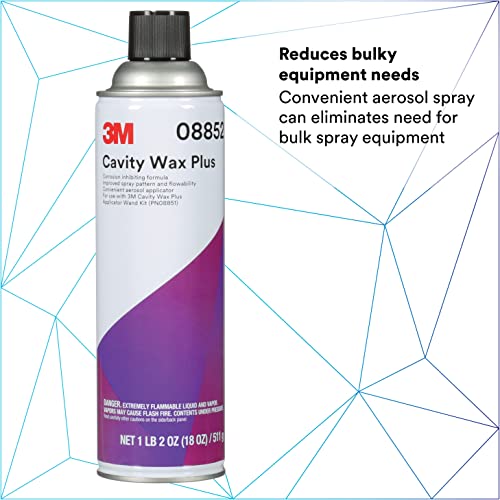 3M Cavity Wax Plus Aerosol Spray, 08852, 18 fl oz, Self-Healing, Corrosion Protection, Non-Hardening, Chipping, Peeling, Cracking