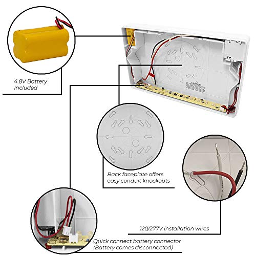 LFI Lights | Red Exit Sign | All LED | White Thermoplastic Housing | Hardwired with Battery Backup | Optional Double Face and Knock Out Arrows | UL Listed | Contractor Standard | (2 Pack) | LED-R