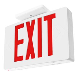 LFI Lights | Red Exit Sign | All LED | White Thermoplastic Housing | Hardwired with Battery Backup | Optional Double Face and Knock Out Arrows | UL Listed | Contractor Standard | (2 Pack) | LED-R