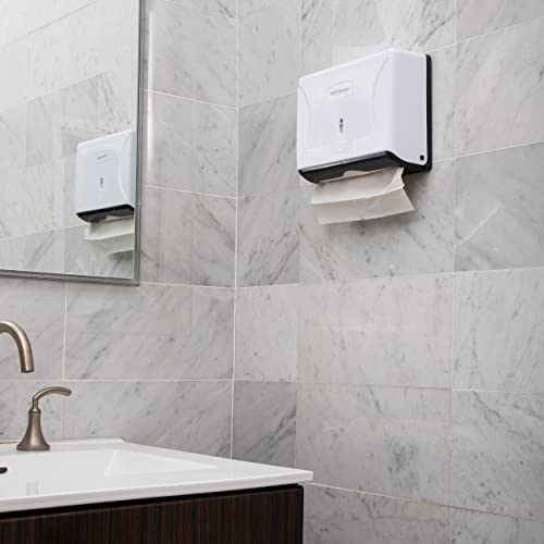 Mind Reader Multifold Paper Towel Dispenser, Paper Towel Holder, Restroom, Wall Mount, White