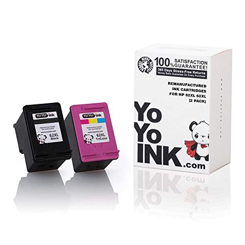 YoYoInk Remanufactured HP 62XL Ink Cartridge Combo Pack Replacement for HP 62 Black Color Ink Cartridges (1 Black, 1 Color; 2 Pack) To Use With HP Envy 5660 5540 7640 7645 5643 Officejet 5745 5740 200