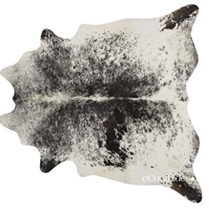 ecowhides Black Salt and Pepper Brazilian Cowhide Area Rug, Cowskin Leather Hide for Home Living Room (XL) 7 x 6 ft