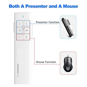 NORWII N99 Wireless Presenter Mouse Pointer, 2.4GHz Presentation Clicker Rechargeable PPT PowerPoint Clicker for Powerpoint Presentation Remote Slide Advancer, Support Hyperlink/Volume/Pause/Mac