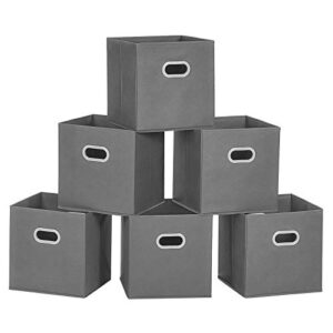 maidmax storage bins 12x12x12, for home organization and storage, toy storage cube, closet organizers and storage, with dual plastic handles, grey, set of 6